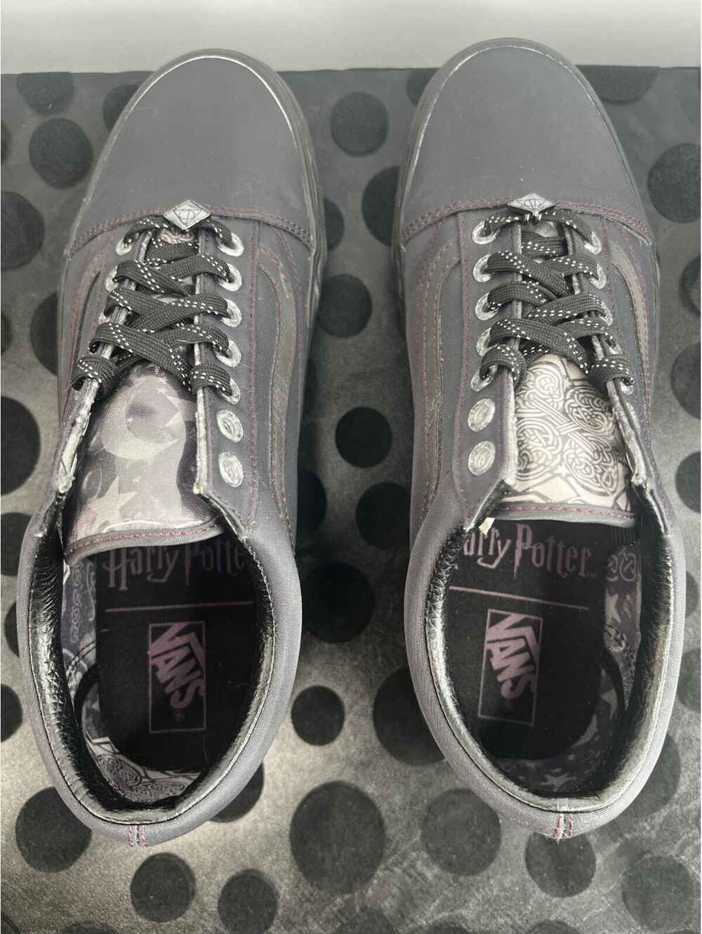 🔥 VANS x Harry Potter Old Skool Deathly Hallows Black Shoes Men's 9 Women 10.5